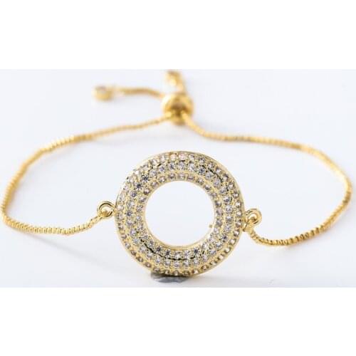 Gold silver Chain micro pave cz Zircon Cubic Zirconia bracelet rope adjusted Macrame round Bangle gx21 Fashion Jewelry