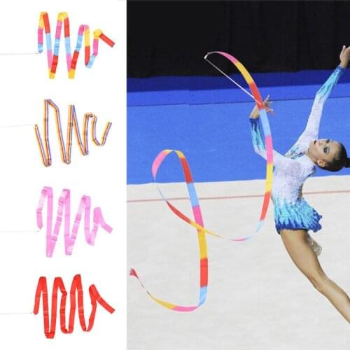 3.75M Colorful Gym Ribbons Dance Ribbon Rhythmic Art Gymnastic Ballet Streamer Twirling Rod Stick For Gym Training Professional