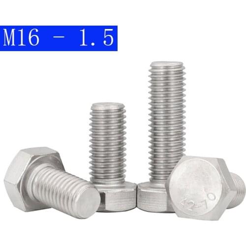 M16 - 1.5 ( 16mm ) Fine Thread 304 Stainless Steel Hex Cap Bolt / Screw DIN 933 Tap A2 - 70