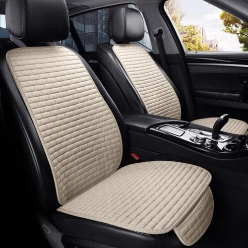 Flax Car Seat Cover Four Seasons Front Rear Back Backrest Linen Fabric Cushion Breathable Protector Mat Pad Auto accessories