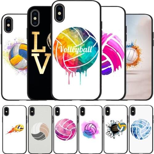 Volleyball Painted black Silicone Phone Case For iPhone 12 XR XS Max 5 5S SE 2020 6 6S PLUS 7 8 X 11Pro Max 11 Cover