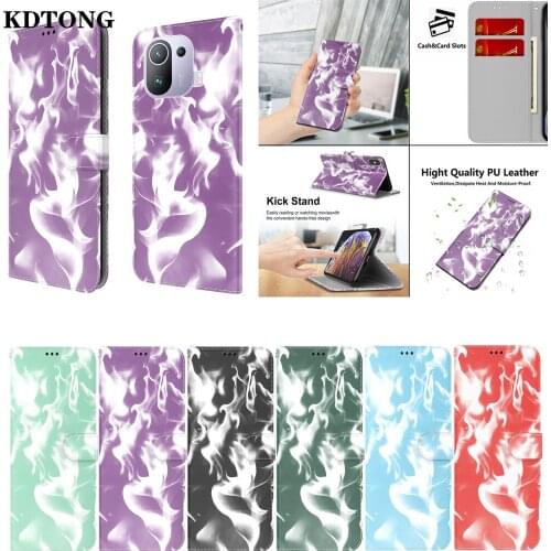 Flip Leather Phone Case for Xiaomi CC9 11 Pro Lite 10S 10T 5G Poco X3 NFC F3 Funda Cloud Patterns Wallet Anti Drop Protect Cover