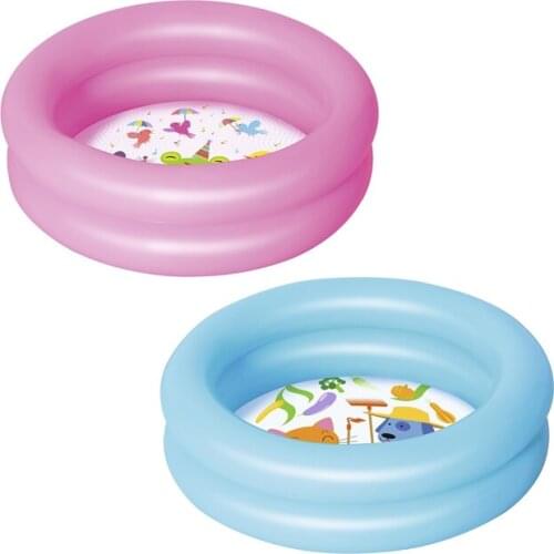 Dia 60cm Inflatable Round 2-Ring Kiddie Pool Children Summer Water Fun Portable Kids Bath Pool Outdoor Fun Game
