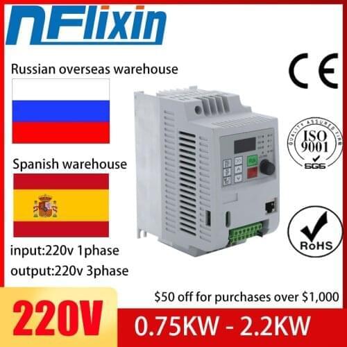 Spindle inverter ac drive 1.5kw/2.2kw/4kw 220v frequency converter 3 phase frequency inverter for motor speed controller VFD