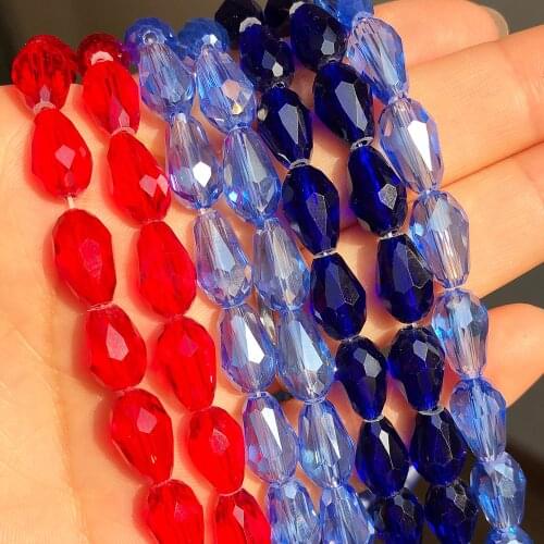 Teardrop Austria Crystal Faceted Beads 8*12mm Water Drop Glass Loose Spacer Beads for Jewelry Making DIY Bracelet Accessories
