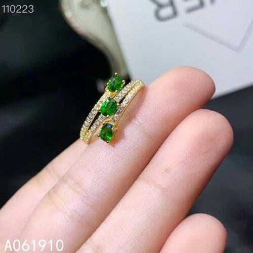 KJJEAXCMY fine jewelry 925 sterling silver inlaid Natural Diopside gemstone popular female ring support detection trendy