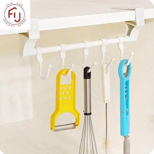 Kitchen Hook Organizer Bathroom Hanger Wall Dish Drying Rack Holder Plastic Cupboard Storage Cabinet Shelf Removable 5pcs Hooks