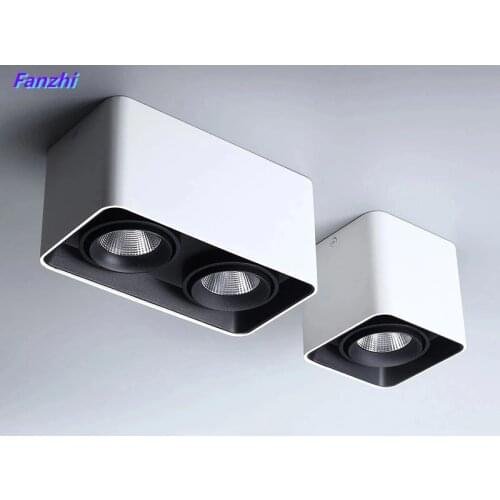 Square Dimmable LED Wall Mounted Downlight 10W 20W 24W COB Spot light Single/Double Head Ceiling Lamp Surface Mounted Down light