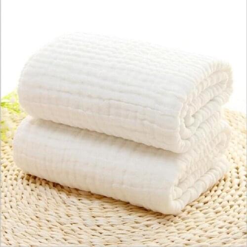 LASHGHG 6 Layers Solid Color Baby Bath Towel Muslin Towels Neonatal Child Absorb Blanket Swaddle Wrap Bedding 105*105cm