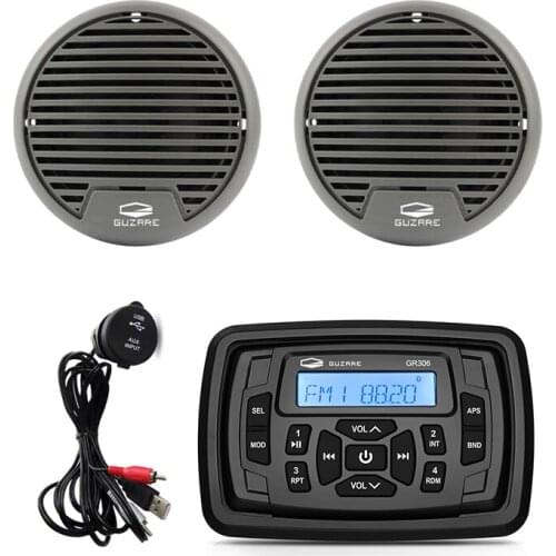 Boat Radio Waterproof Marine Stereo Receiver Bluetooth FM AM MP3 Car Player+3inch Marine Speaker+USB Audio Cable For RV ATV Yach