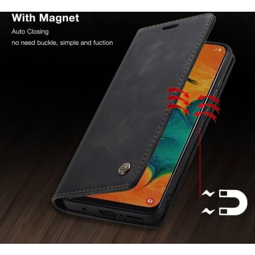 Magnetic Flip Case For Samsung Galaxy A40 A 40 Cover Case Leather Wallet Card Holder Bookcase High Quality Retro Plain Shell