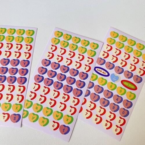 Cute Retro Love Heart Numbers Letters Sticker Decorative DIY Scrapbooking Album Diary Kawaii Material Stickers Stationery