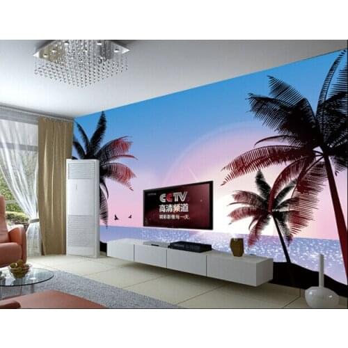 Custom landscape wallpaper, Sunrise Beach murals for the living room bedroom TV background wall silk cloth papel de parede