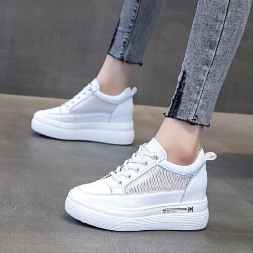 New Sneakers Women 2021 Breathable Mesh Casual Shoes Female Fashion Sneaker Lace Up High Leisure Women Vulcanize Shoe Platform