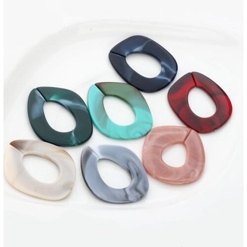 Acetic Acid Resin Colourful Oval Geometric Charms Connection 6pcs/lot 50MM For DIY Fashion Drop Earrings Making Accessories