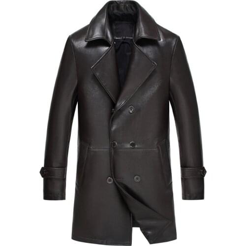 Leather Genuine Sheepskin Coat Autumn Winter Jacket Men Streetwear Windbreaker Long Coats 5xl Chaqueta LSY360 MY1685