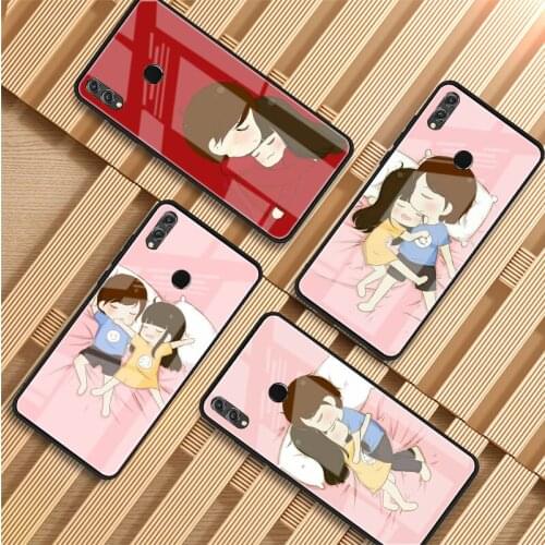 Couple Tempered Glass Phone Case For Huawei P20 P30 P40 P40 Lite Pro Psmart Mate 20 30 Cover Shell