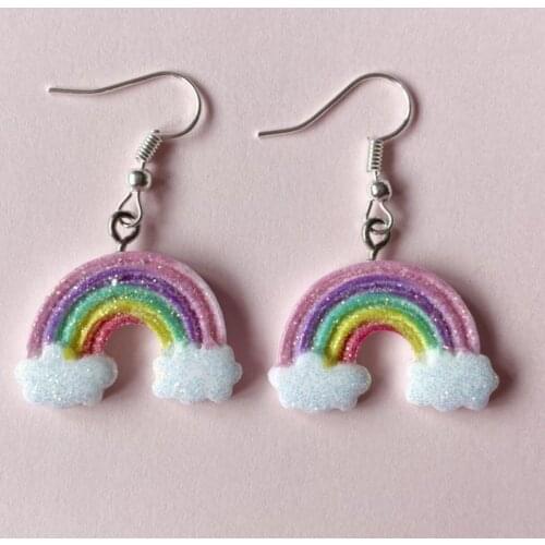 Rainbow Jewelry Punk Goth Ear Clips Hanging Earrings 2021 Trend Stud Earrings for Women Pendant Cool Stuff Gothic Boho Vintage