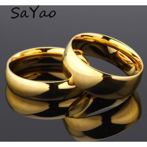 SaYao 1 Piece Free shipping Fashion Gold Stainless Steel Ring Small Circle Love Men Women Lover Finger Rings