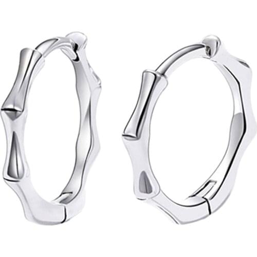 Bamboo Earrings Stud Earrings For Women Men Silver Fashion Hypoallergenic Jewelry