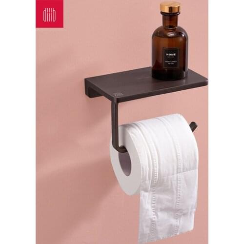 Diiib Dabai Stainless Steel Gray Toilet Paper Holder Wall Mount WC Roll Tissue Case with Shelf Paper Case Bathroom Accessories