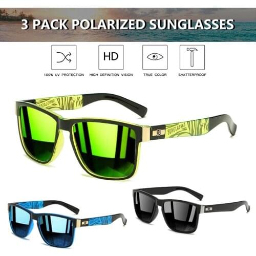 3 PACK Sport Style Polarized Sunglasses Men Women Fashion Square Sun Glasses Super Light Eyeglasses Frame UV400 Goggles CE H73