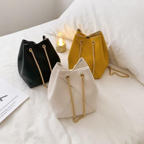 Smooth leather PU Leather Bucket Bags Crossbody Bags For Women 2020 Solid Color Shoulder Handbags Female Cross Body Bag