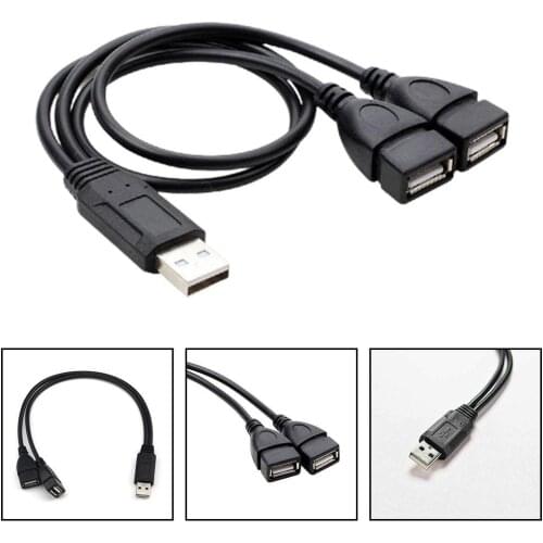 USB 2.0 male to 2 Dual USB Female Data Hub Power Adapter Extension Splitter Cable USB Power Cable Charging Cord Q7M7