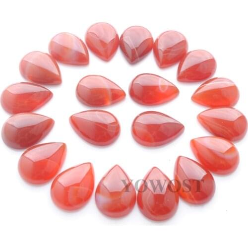 YOWOST Natural Stripe Red Agates Gem Stone Teardrop Cabochon CAB No Hole Jewelry 13x18x6MM 20pcs/lot QU3287
