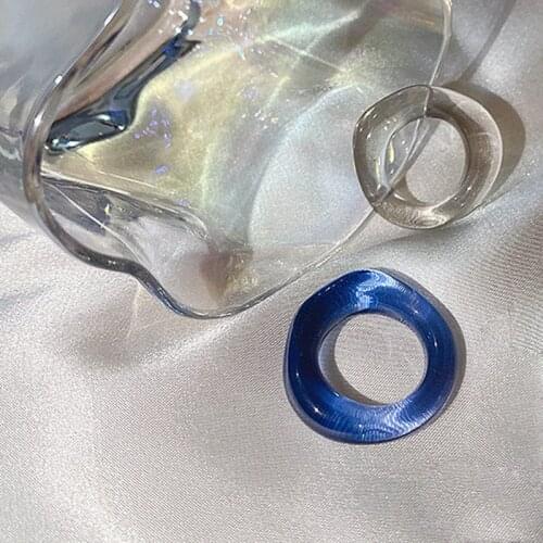 2021 Trend Aesthetic Colorful Transparent Resin Acrylic Korean Geometric Irregular Rings for Women Jewelry Creative Vintage Ring