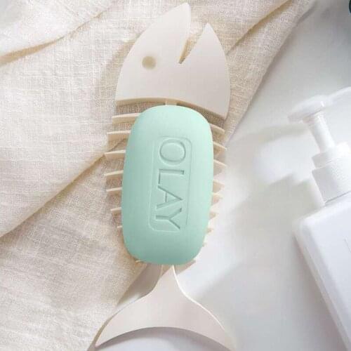 1Pc Creative Silicone Soap Box Fish Bone Shape Holder fish Box Saver traveling Portable Dish Soap Shelf for Bathroom Kitchen