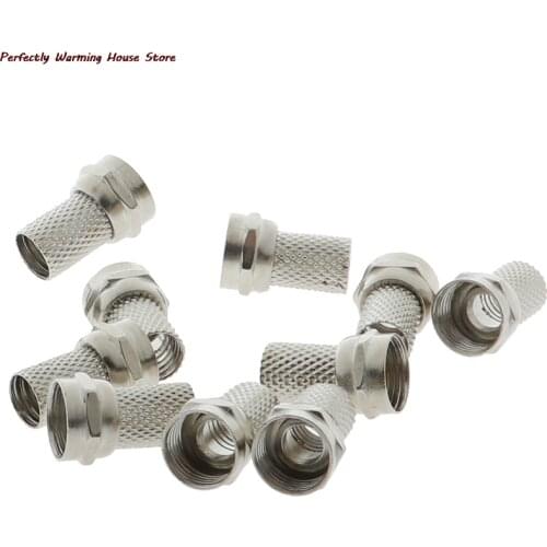 10 Pcs Nieuwe Koperen Twist Op RG6 F Type Coaxkabelaansluiting Stekkers Hoge Kwaliteit Connector Voor Tv Satelliet coax Kabel