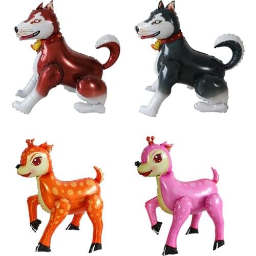 3D Husky Sika Deer Walking Animal Balloons Paw Patrol Cartoon Animal Balloons Happy Birthday Party Decorations Kids Toys Globos