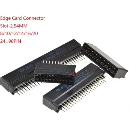 5pcs Edge Card Connector Slot 2.54 mm Pitch 8/10/12/16/18/20/28/30/36/40/50/60/72/80/98 Pin PCB Gold Finger Socket Through Holes
