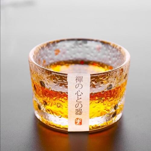 50ml Handcraft Glass Kung Fu Tea Cup Heat-resistant Beer Cup Thicken Ripple Table Decor Cups Glass Drinkware Retro