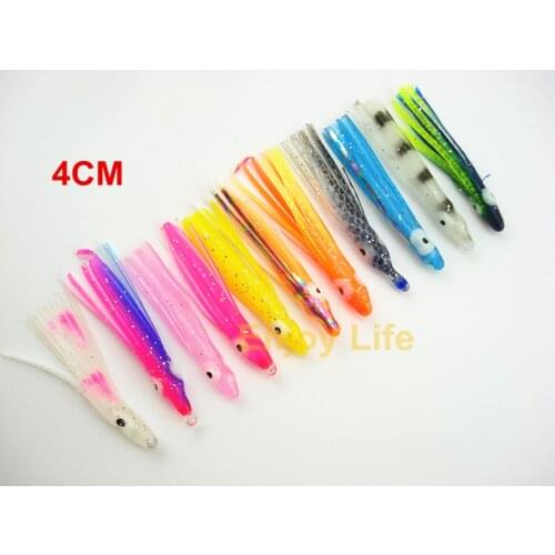 50Pcs*4cm Fishing Luminous octopus skirt squid Artifical Lures octopus Rig soft bait squid lures