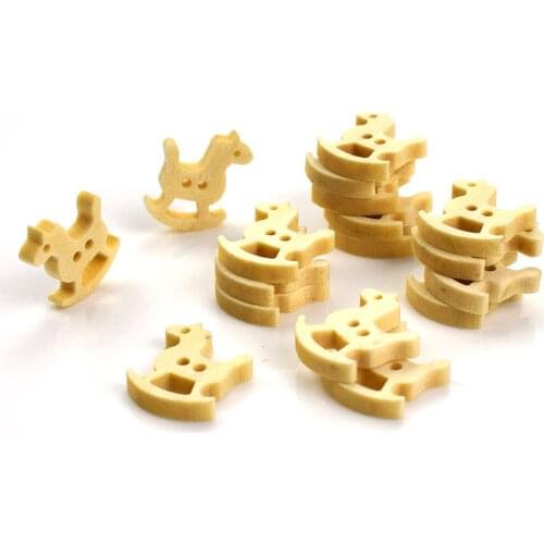 500PCS 2 Holes Wooden Buttons Shape Horse Rocking Beads Children Craft Cartoon Jewelry Accessory Making Perfect for DIY Crafts