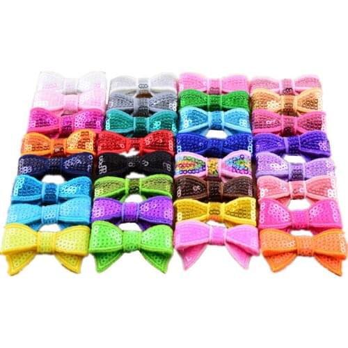 640pcs/lot 1.8'' Sequin Bows Various colors Boutique Embroideried Bow girls Hair Accessories shiny bowknot HDJ18