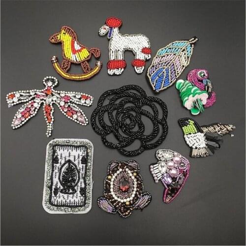 Handmade Rhinestone dragonfly beaded Sew on patch for clothing beading Applique Scrapbooking