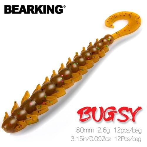 BEARKING Fishing Lure 80mm 2.6g 12pcs / bag bugsy Soft Baits Fishing Wobbler Bass Bait Artificial Fishing soft Lure Tacke