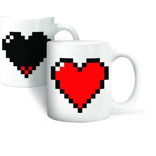 Free Shipping!New Fashion Magic Ceramic Coffee Tea Milk Mug Hot Cold Love heart Heat Sensitive Color-Changing Mug Cup