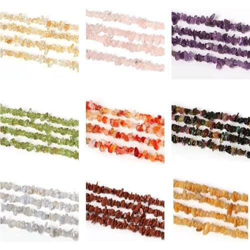 3-5mm Natural Stone Beads Chips Beads Crystal Agates Tiger Eye Irregular Gravel Beads For Diy Bracelet Jewelry making Strand 34"