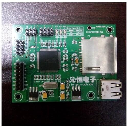 For USB2.0 development kit CH378 evaluation board needs external MCU, can read and write USB SD card