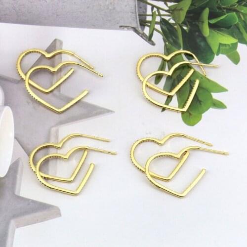 Funmode Hip Hop Gold Color Big Hoop Earrings for Women Birthday Party Jewelry CZ Heart Shape Earring Brincos Wholesale FE149