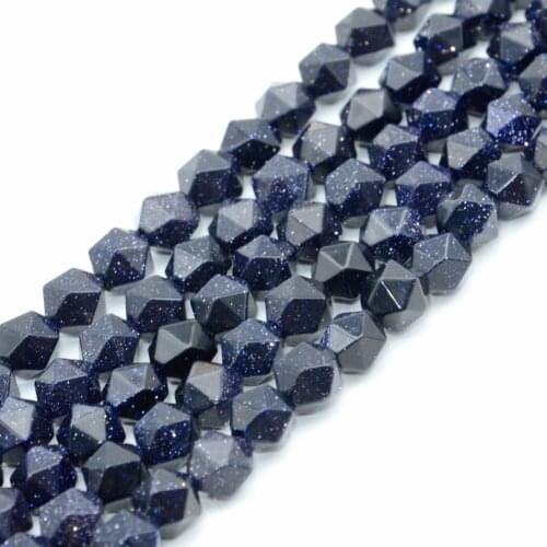 Faceted Blue Sand Beads Natural Stone Loose Beasd For Needlework Jewelry Making Handmade Bracelet Necklace Perles 15"Strand