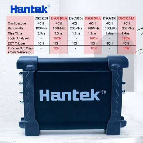 Hantek DSO3000A USB Oscilloscopes 4CH 100-250Mhz 1GSa/s PC Storage Signal generator 16 Channels Logic Analyzer Tester Waveform