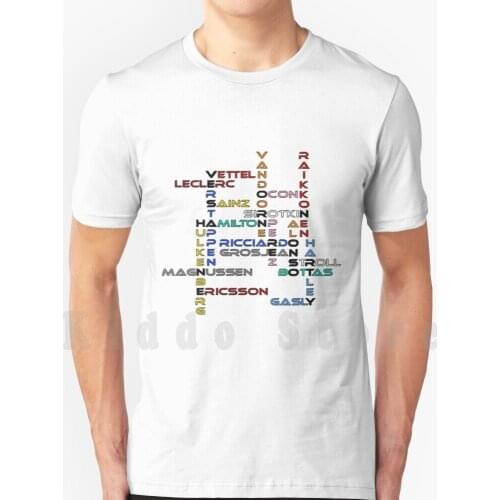Driver Names ( Black ) T Shirt Print For Men Cotton New Cool Tee Racing Motorsport Names 2018 Bottas Hag Kimi Ricciardo Perez