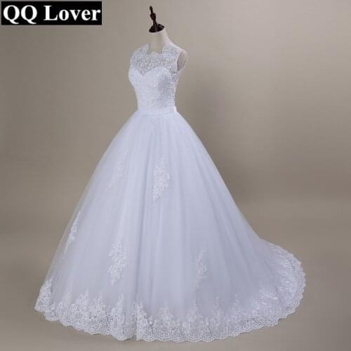 QQ Lover 2020 Custom Made Vestido De Noiva A-Line See Through Back Sexy Wedding Dresses With Train Bridal Gown