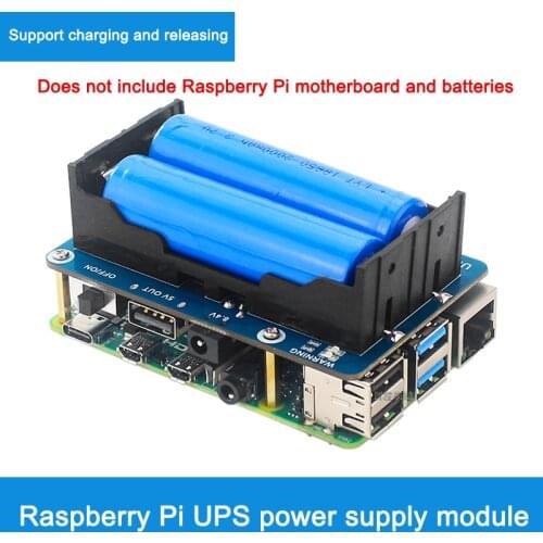 For Raspberry Pi UPS Power Supply Module Supports Pi4B/3B+3A+5V Uninterrupted Mobile Expansion Board While Charging