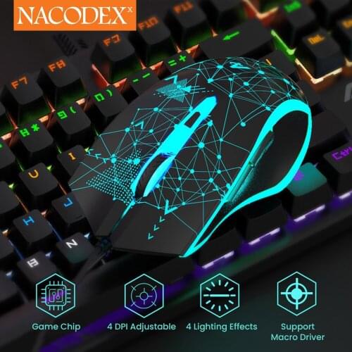 AJAZZ NACODEX AJ119 White E-Sports Light RGB PC Wired Gaming Mouse For Player Gamer DPI Optical USB Mouse